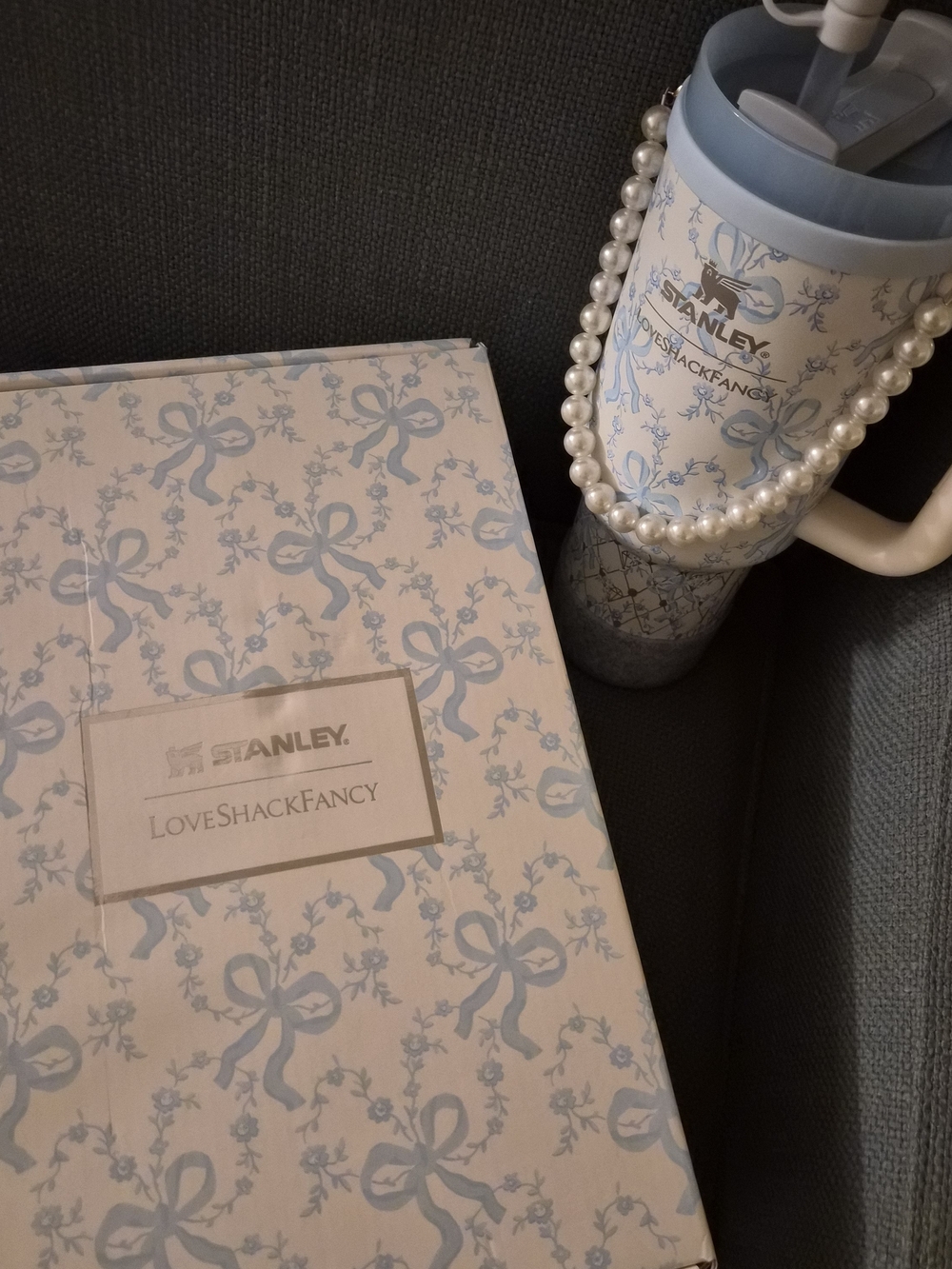 Stanley X LoveShackFancy Light Blue Floral Bow Tumblr 40 Oz